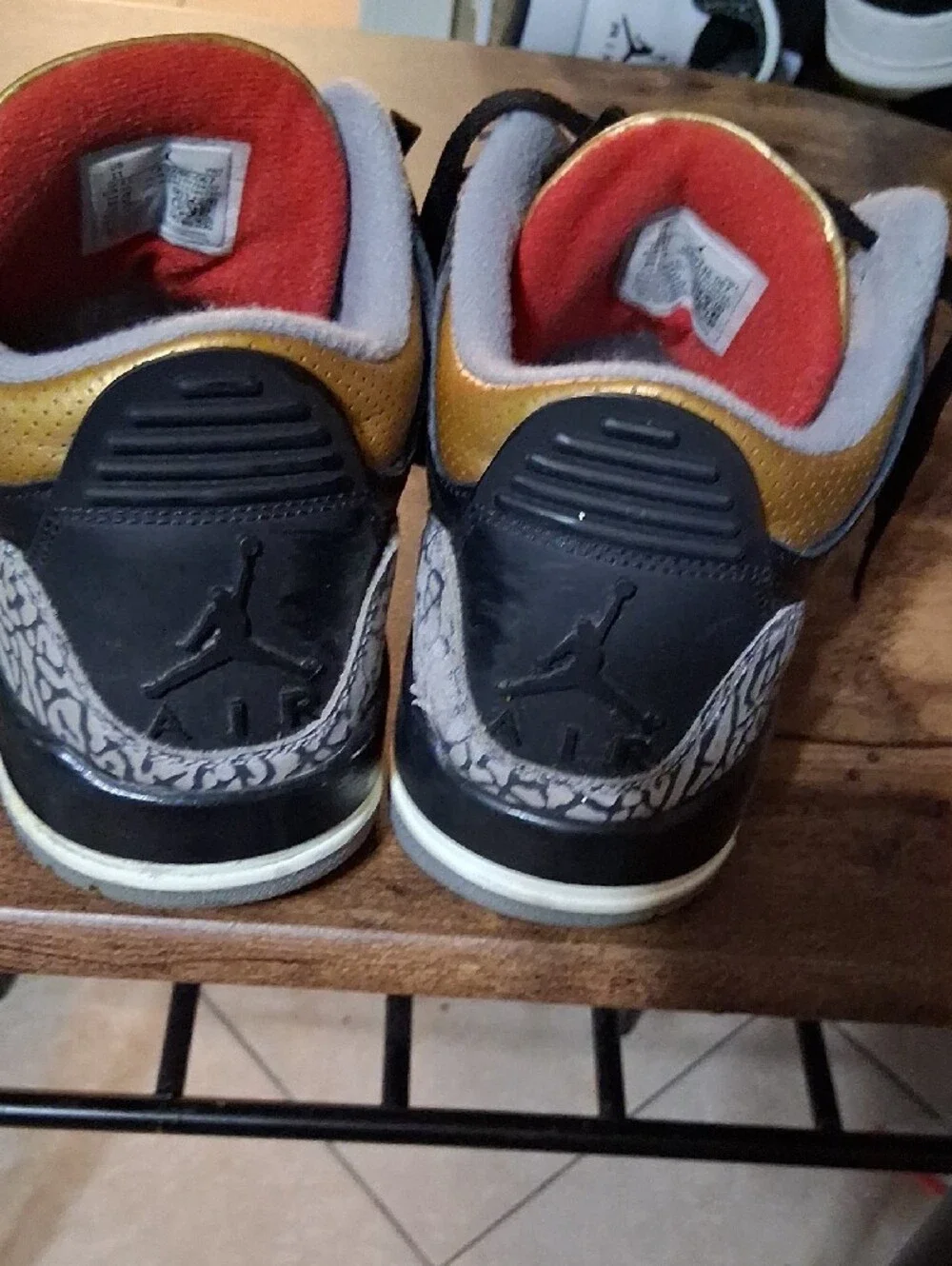 Jordan Men's Sneakers - Black, Gold & Red Accents